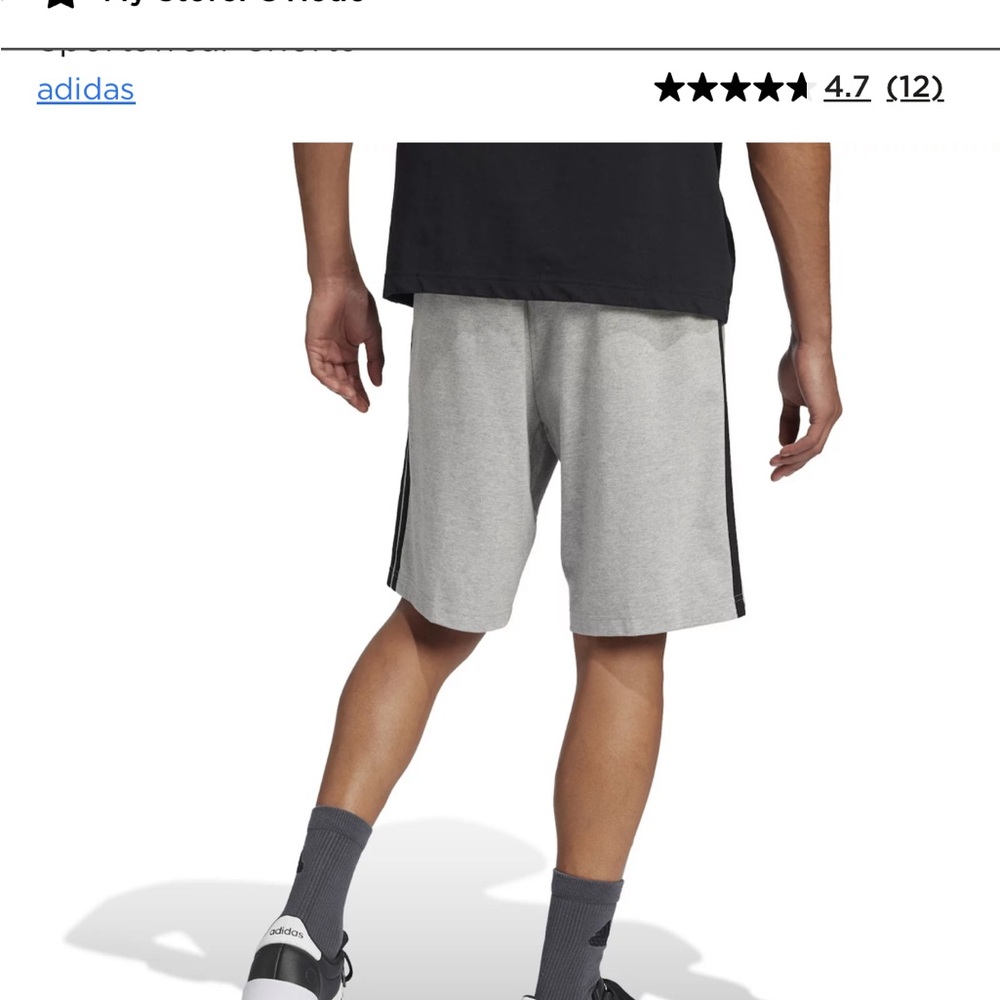 Adidas Men’s Essential Three Stripes Fleece Gray Shorts - Picture 2 of 11